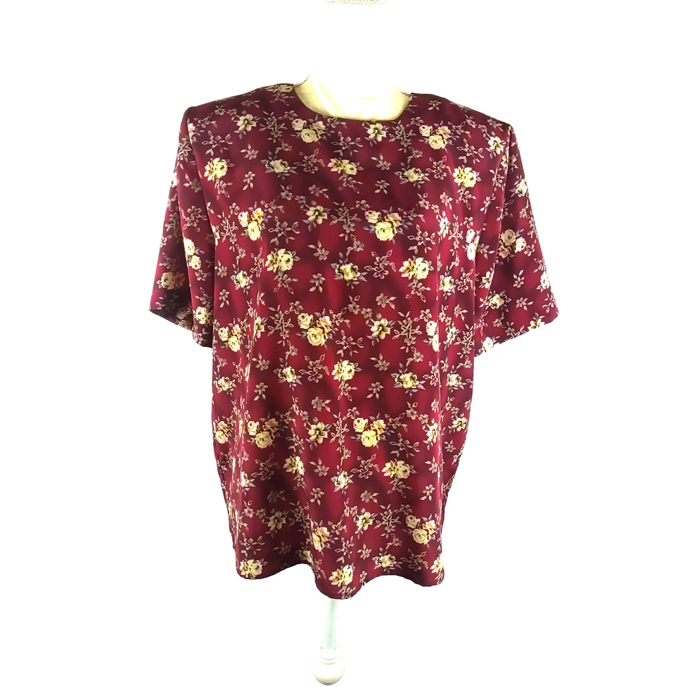 Modern Essential Women's Suit Dress Shirt Blouse Short Sleeve Size 18W Red...